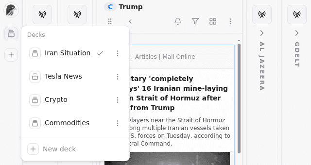 Deck and column workspace preview